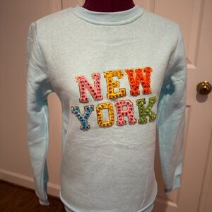 Lola + The Boys Light Blue Sequin New York Sweatshirt